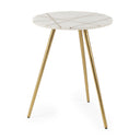 Vivienne 180L x 180W x 230H White Marble WAntique Gold Metal Round Large Accent Table - Default Title