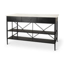 Amika White Marble Top Black Metal Base Kitchen Island - Default Title