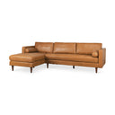Svend 1114L x 680W x 339H Tan Leather Left Chaise Sectional Sofa - Default Title