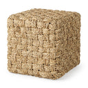 Adele 177L x 177W x 177H Medium Brown Seagrass Woven Square Pouf - Default Title