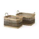 Nia 185L x 134W x 146H Set of 2 Light Brown Seagrass Rectangular Basket with Handles - Default Title