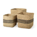 Cullen 157L x 157W x 157H Set of 3 Grey Twisted Seagrass Square Basket - Default Title