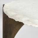 Reinhold II 21L x 21W x 21H Round Live-Edge Marble Top and Gold Metal Base SideEnd Table - Default Title