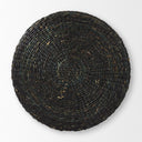 Dina 75L x 75W x 45H Black Cornhusk and Water Hyacinth Round Coffee Table Pouf - Default Title