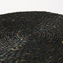 Dina 75L x 75W x 45H Black Cornhusk and Water Hyacinth Round Coffee Table Pouf - Default Title