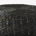 Dina 75L x 75W x 45H Black Cornhusk and Water Hyacinth Round Coffee Table Pouf - Default Title