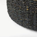 Dina 75L x 75W x 45H Black Cornhusk and Water Hyacinth Round Coffee Table Pouf - Default Title