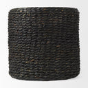 Dina 177L x 177W x 177H Black Cornhusk and Water Hyacinth Round Pouf - Default Title