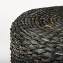 Dina 177L x 177W x 177H Black Cornhusk and Water Hyacinth Round Pouf - Default Title