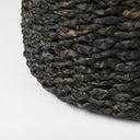 Dina 177L x 177W x 177H Black Cornhusk and Water Hyacinth Round Pouf - Default Title