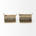 Nia 185L x 134W x 146H Set of 2 Light Brown Seagrass Rectangular Basket with Handles - Default Title