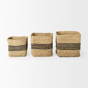 Cullen 157L x 157W x 157H Set of 3 Grey Twisted Seagrass Square Basket - Default Title