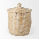 Olivia 157L x 157W x 173H Set of 3 Beige Seagrass Basket WLid and Handles - Default Title