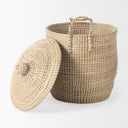 Olivia 157L x 157W x 173H Set of 3 Beige Seagrass Basket WLid and Handles - Default Title