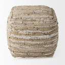 Aadhya 160L x 160W x 160H TaupeSilver Leather and Cotton Pouf - Default Title