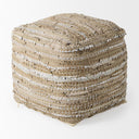 Aadhya 160L x 160W x 160H TaupeSilver Leather and Cotton Pouf - Default Title