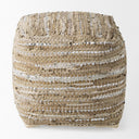 Aadhya 160L x 160W x 160H TaupeSilver Leather and Cotton Pouf - Default Title