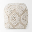 Ekanta 160L x 160W x 160H CreamBeige Patterned Cotton Pouf - Default Title