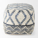 Eshana 160L x 160W x 160H Cream Wool and Denim Patterned Pouf - Default Title