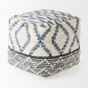 Eshana 160L x 160W x 160H Cream Wool and Denim Patterned Pouf - Default Title