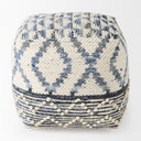 Eshana 160L x 160W x 160H Cream Wool and Denim Patterned Pouf - Default Title