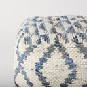 Eshana 160L x 160W x 160H Cream Wool and Denim Patterned Pouf - Default Title