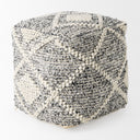 Ekiya 160L x 160W x 160H BlackWhite Yarn and Wool Patterened Pouf - Default Title