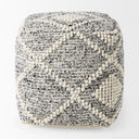 Ekiya 160L x 160W x 160H BlackWhite Yarn and Wool Patterened Pouf - Default Title