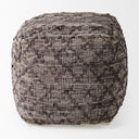 Falguni 160L x 160W x 160H Gray Leather and Cotton Patterned Pouf - Default Title