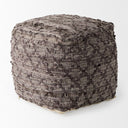 Falguni 160L x 160W x 160H Gray Leather and Cotton Patterned Pouf - Default Title