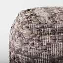 Falguni 160L x 160W x 160H Gray Leather and Cotton Patterned Pouf - Default Title