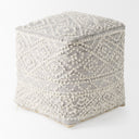 Farida 60L x 160W x 160H Light Gray Wool and Polyester Patterned Pouf - Default Title