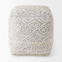 Farida 60L x 160W x 160H Light Gray Wool and Polyester Patterned Pouf - Default Title