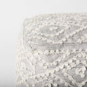 Farida 60L x 160W x 160H Light Gray Wool and Polyester Patterned Pouf - Default Title