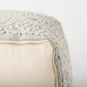 Farida 60L x 160W x 160H Light Gray Wool and Polyester Patterned Pouf - Default Title
