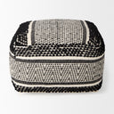 Garima 220L x 220W x 140H BlackWhite Wool and Cotton Patterned Pouf - Default Title