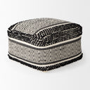 Garima 220L x 220W x 140H BlackWhite Wool and Cotton Patterned Pouf - Default Title
