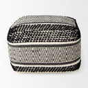 Garima 220L x 220W x 140H BlackWhite Wool and Cotton Patterned Pouf - Default Title