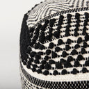 Garima 220L x 220W x 140H BlackWhite Wool and Cotton Patterned Pouf - Default Title