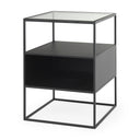 Samson 157L x 157W x 213H Side Table Matte Black Metal and Glass - Default Title