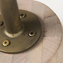 Maxwell 20 Round Light Brown Wood w Gold Metal Pedestal Side Table - Default Title