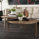 Cleaver Set of 2 40 31 Round Brown Solid Wood Nesting Coffee Tables - Default Title