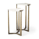Atticus Marble and Antiqued Gold Metal Nesting Accent Tables Set of 2 - Default Title