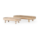 Carver Set of 2 Oblong White Washed Wood Footed Trays - Default Title