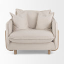 Roy II Beige Upholstered and Brown Wood Frame Arm Chair - Default Title