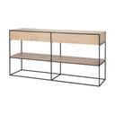 Morris 630L x 150W x 310H Beige Wood w Black Metal Frame 2 Drawer Console Table - Default Title