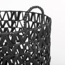 Lola 197L x 197W x 236 Set of 3 Black Water Hyacinth Zig Zag Weave Round Basket W Handles - Default Title