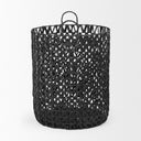 Lola 197L x 197W x 236 Set of 3 Black Water Hyacinth Zig Zag Weave Round Basket W Handles - Default Title