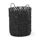 Lola 197L x 197W x 236 Set of 3 Black Water Hyacinth Zig Zag Weave Round Basket W Handles - Default Title