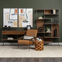 Morris I 63L x 15W x 31H Brown Wood w Silver Metal Frame 2 Drawer Console Table - Default Title